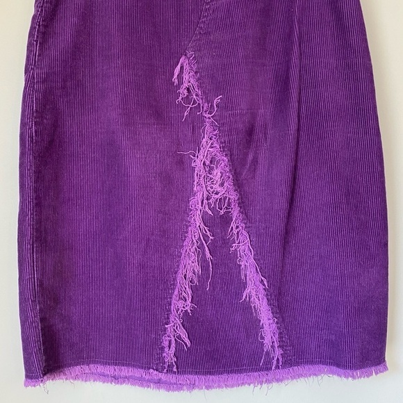 Vintage Corduroy Purple Frayed-Hem Pencil Skirt 100% Cotton - Picture 4 of 9